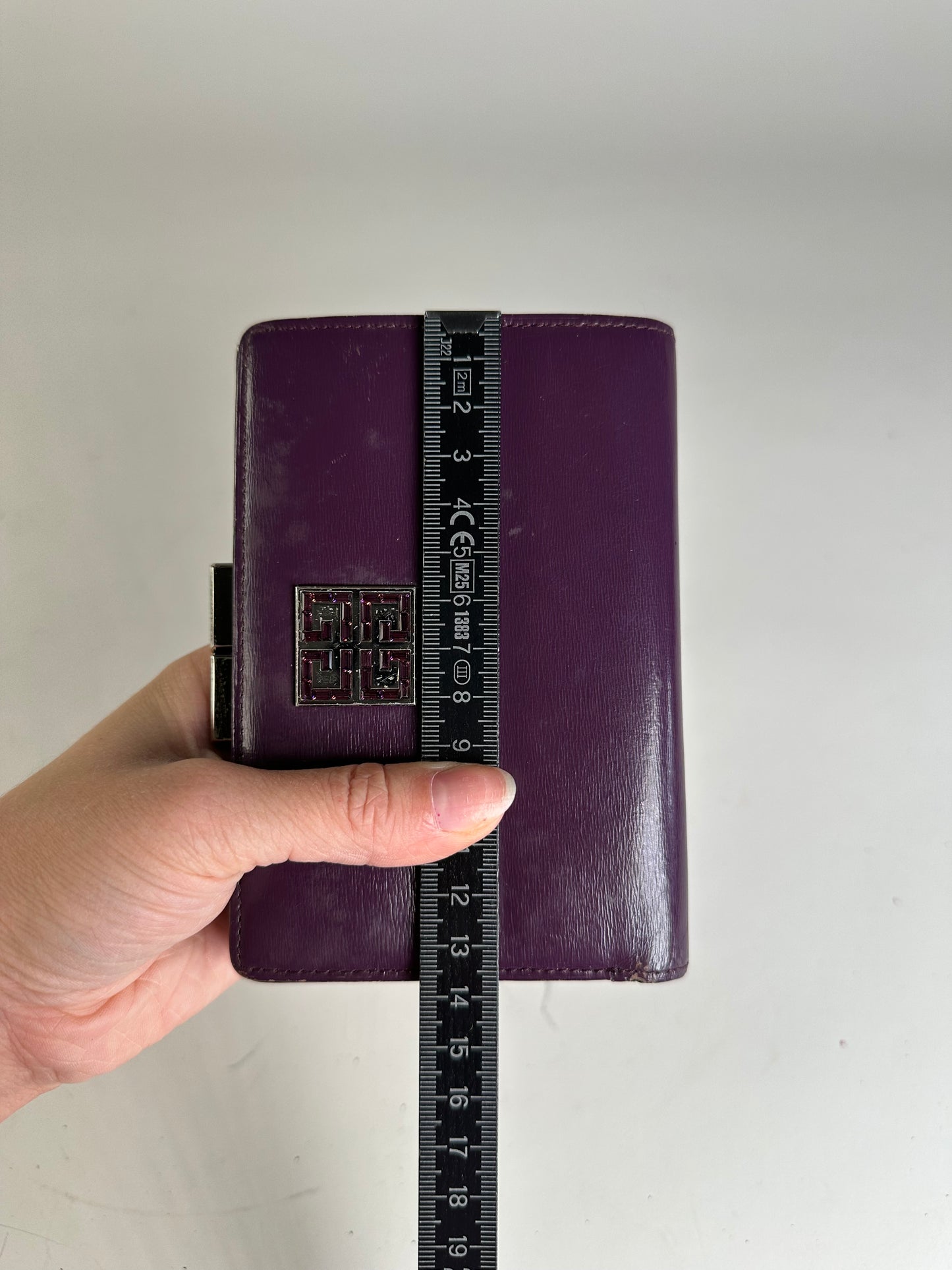 Vintage Givenchy Leather Wallet Purple Silver