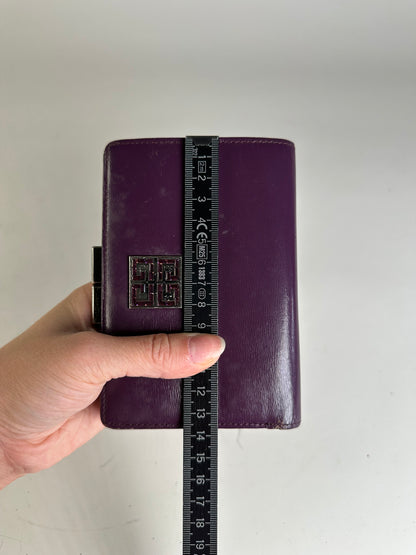 Vintage Givenchy Leather Wallet Purple Silver