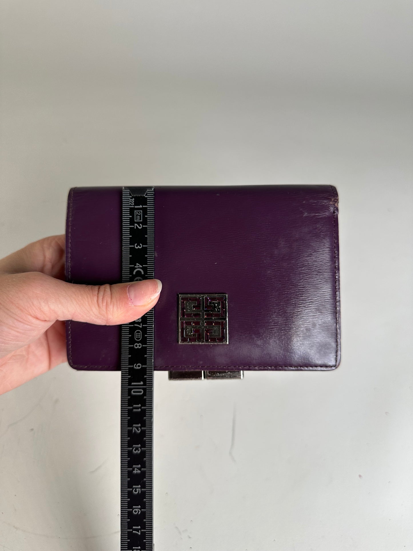 Vintage Givenchy Leather Wallet Purple Silver