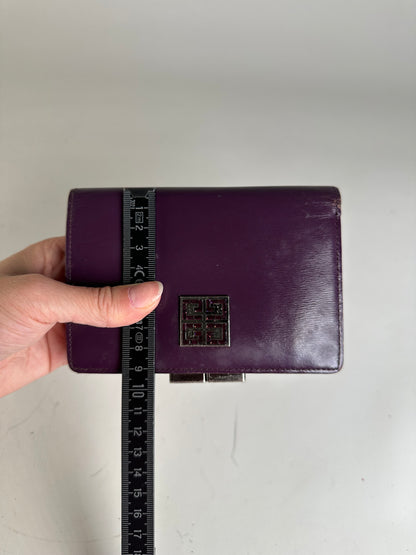 Vintage Givenchy Leather Wallet Purple Silver