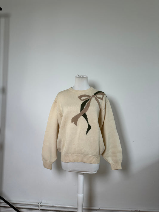 Vintage Dior Knitted Sweater Cream Taupe Green M