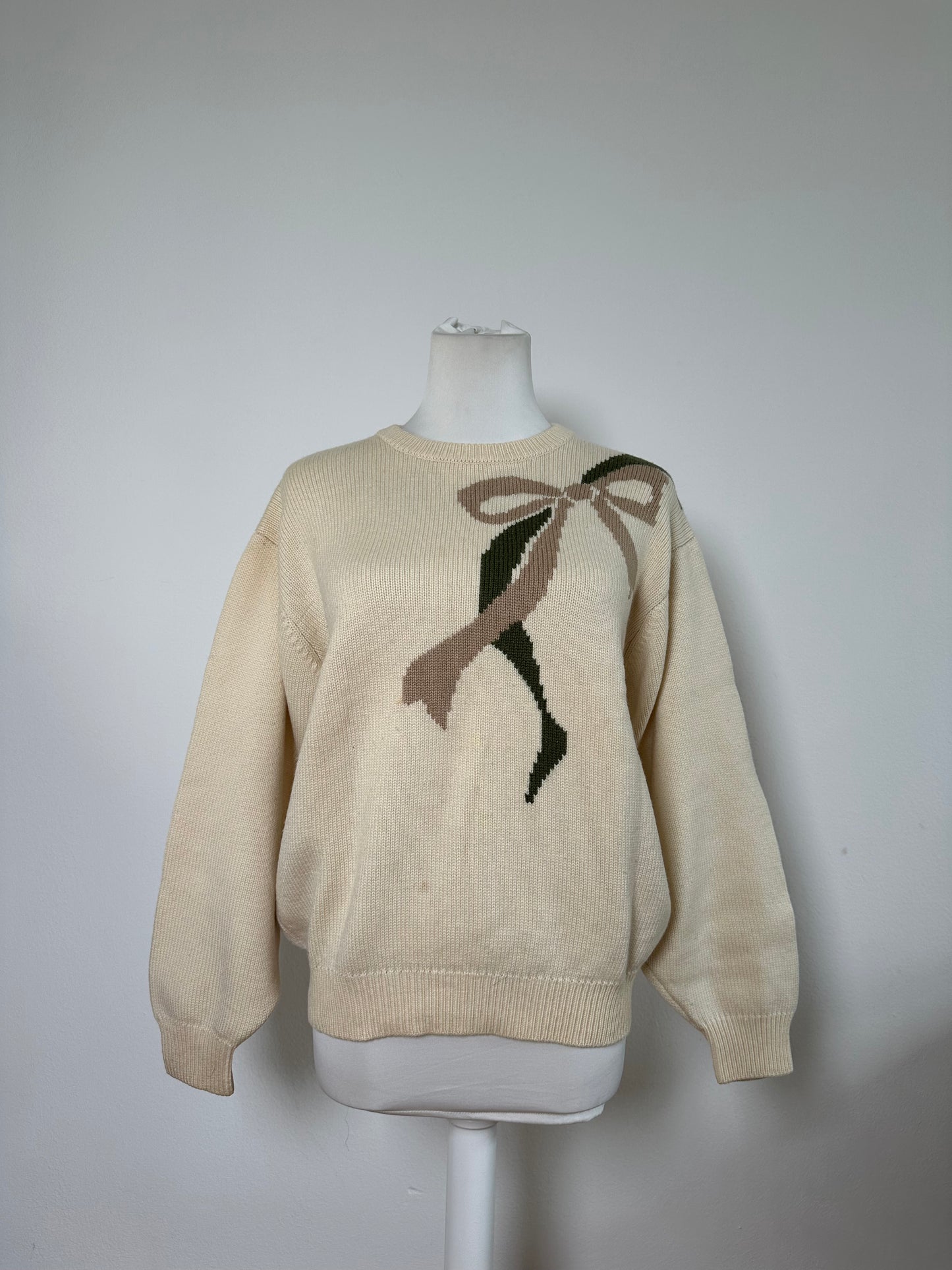 Vintage Dior Knitted Sweater Cream Taupe Green M