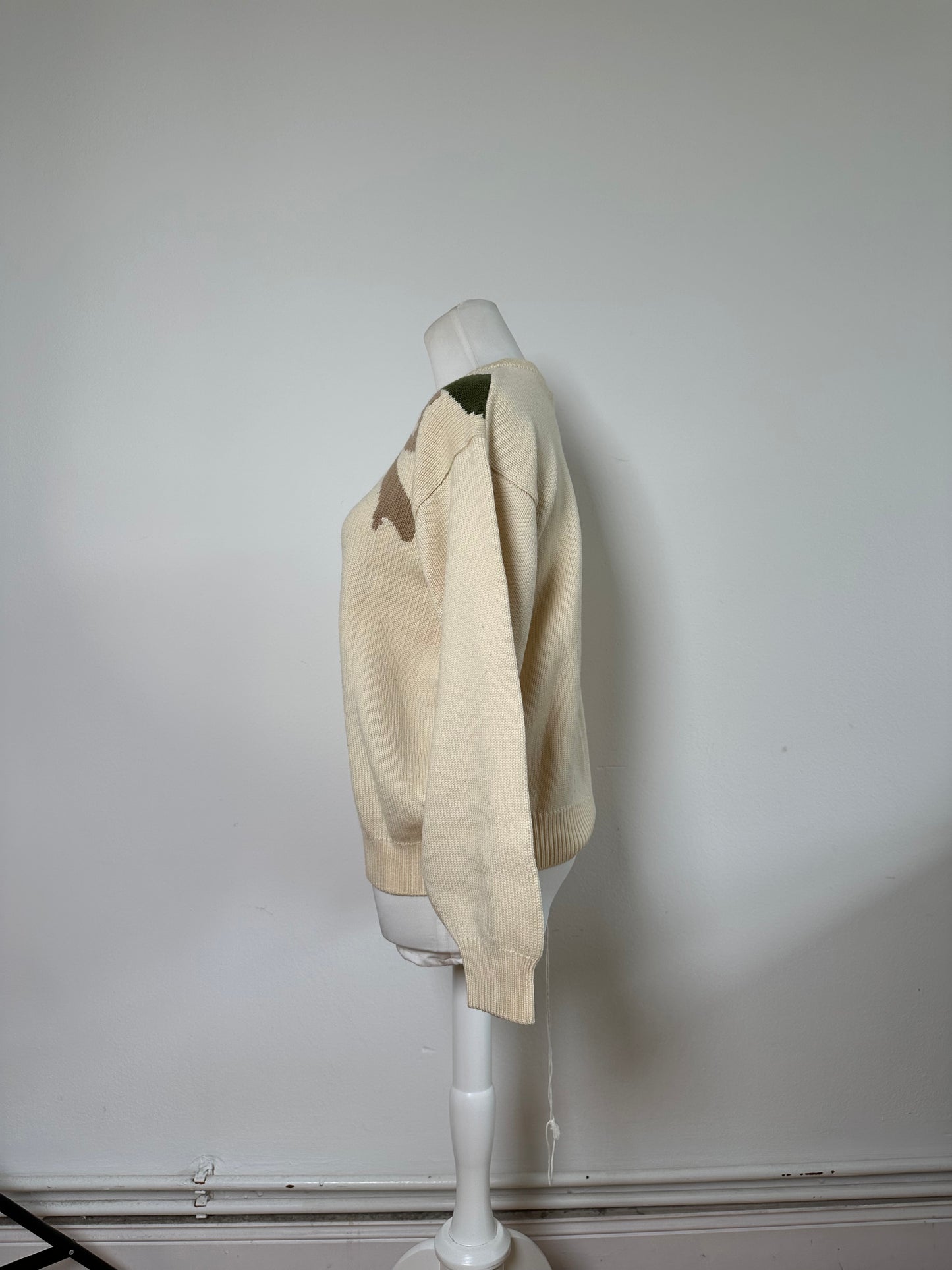Vintage Dior Knitted Sweater Cream Taupe Green M