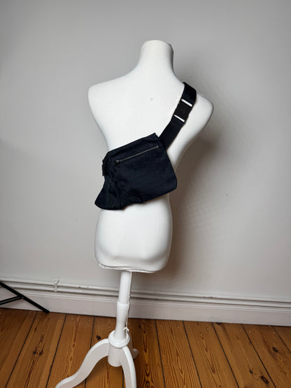 Vintage Gucci Monogram Crossbody / Waist Bag Black