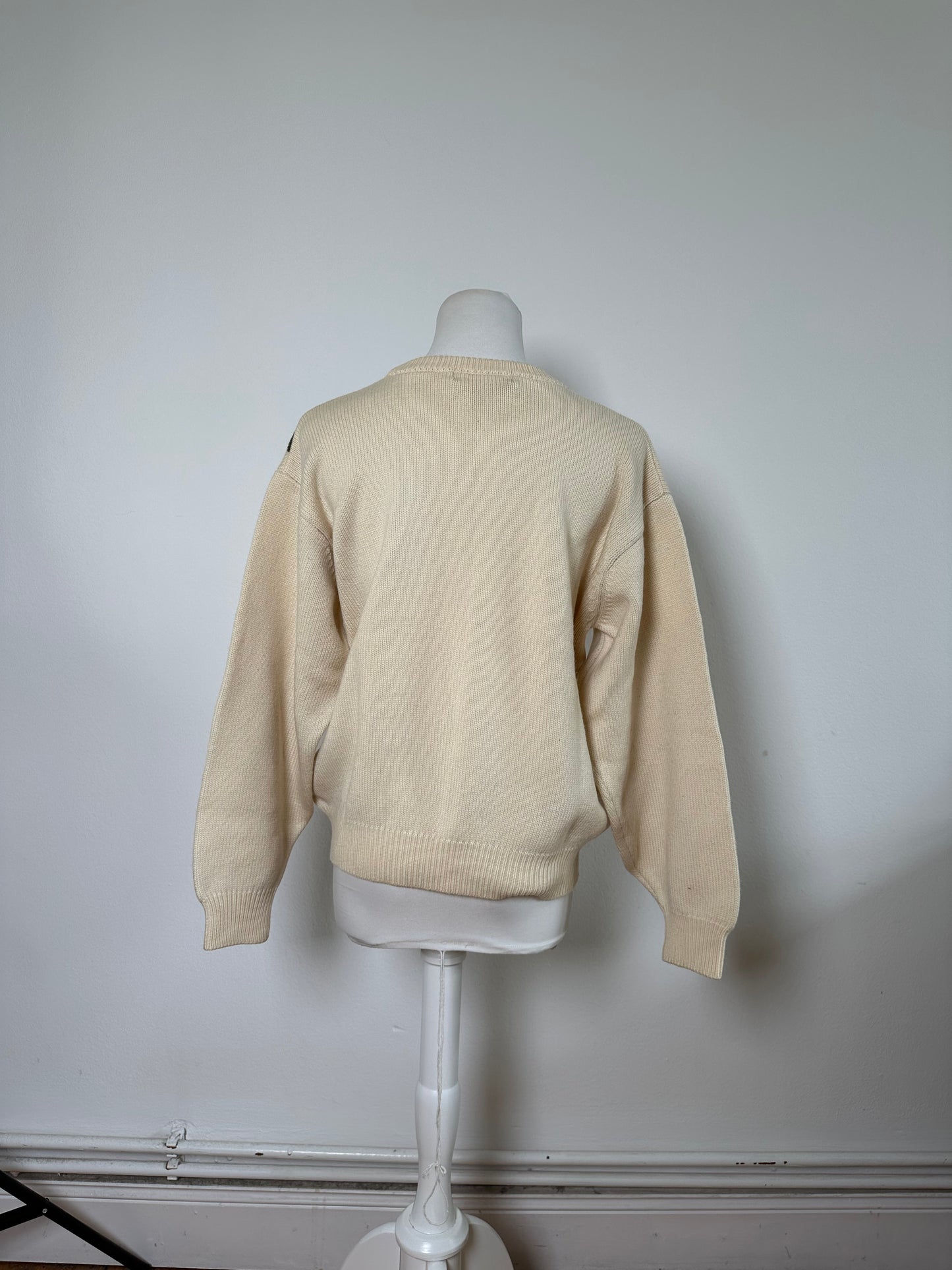 Vintage Dior Knitted Sweater Cream Taupe Green M