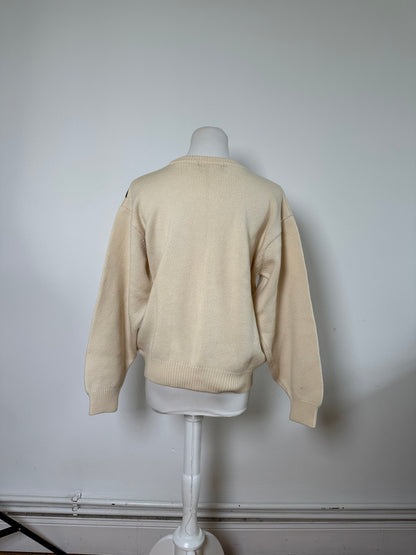 Vintage Dior Knitted Sweater Cream Taupe Green M