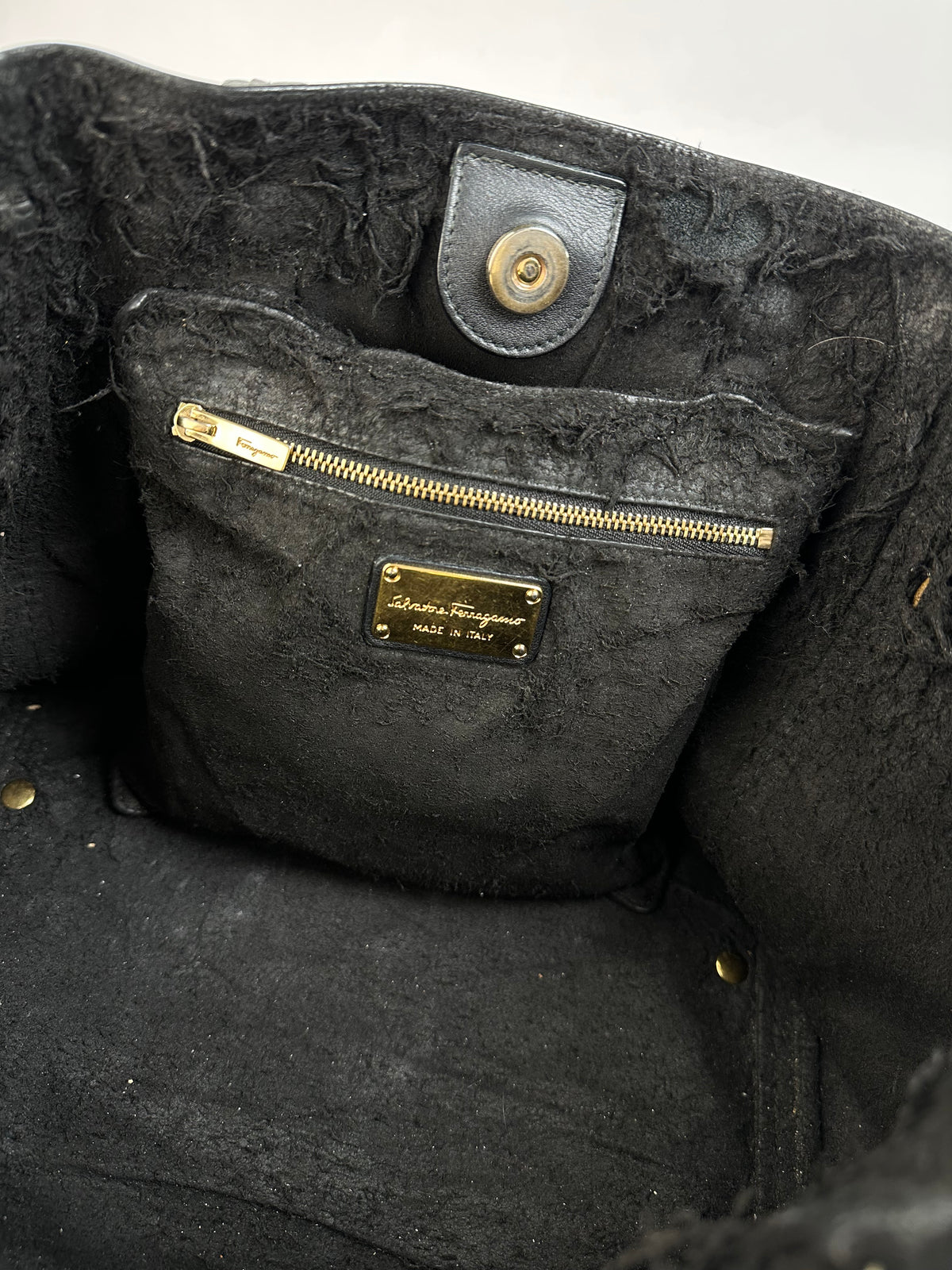 Vintage Salvatore Ferragamo Structured Top-Handle Bag Late 1990s Black