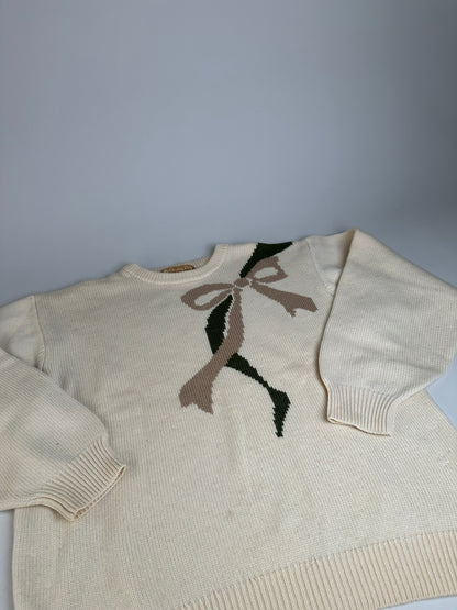 Vintage Dior Knitted Sweater Cream Taupe Green M