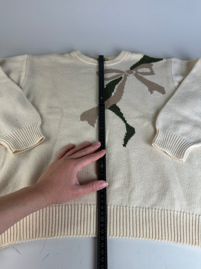 Vintage Dior Knitted Sweater Cream Taupe Green M
