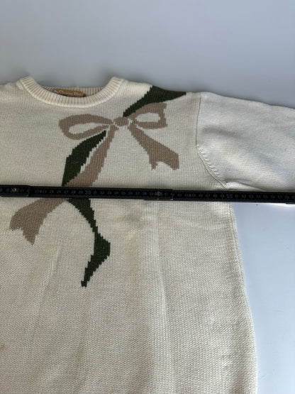 Vintage Dior Knitted Sweater Cream Taupe Green M
