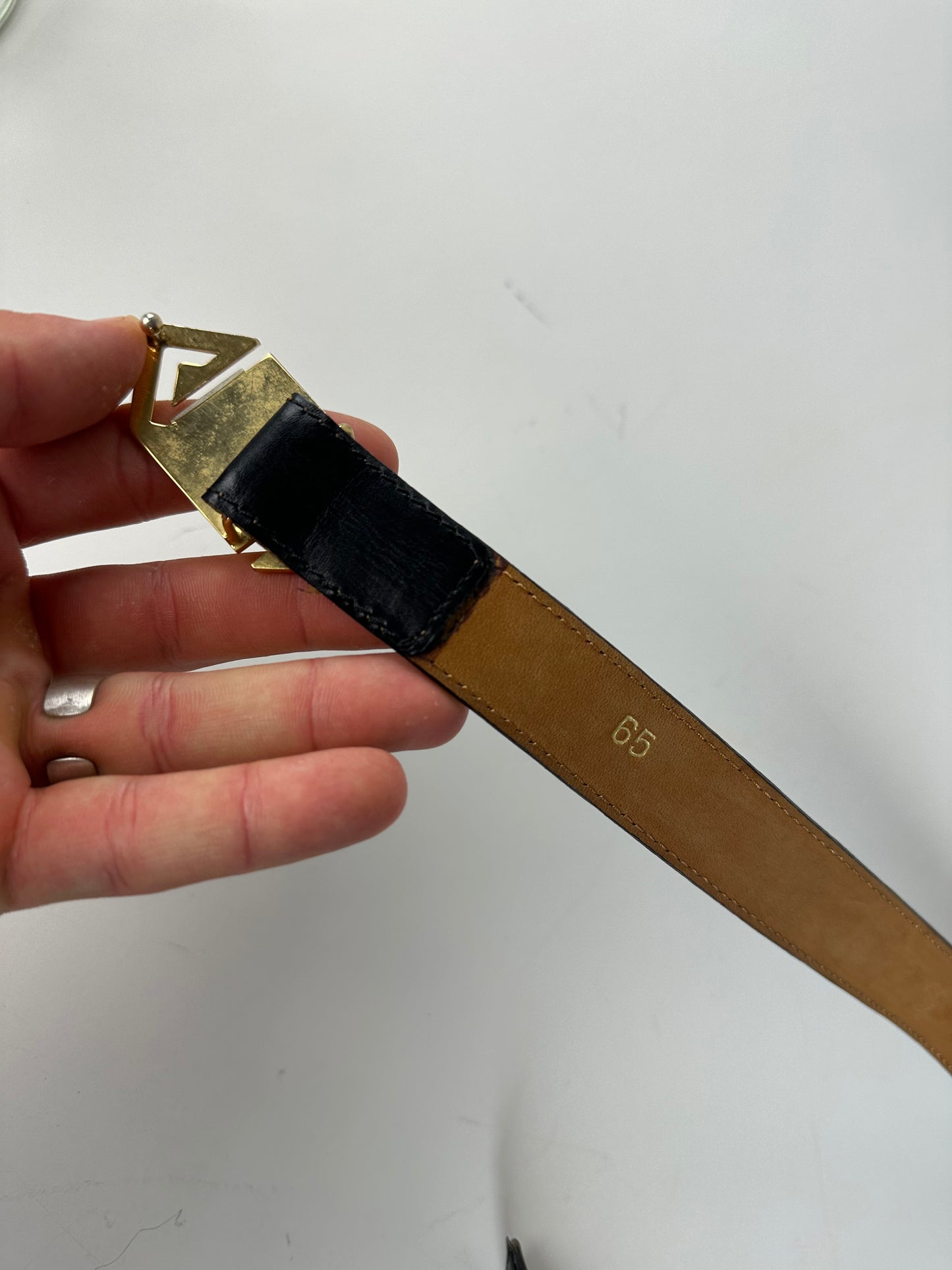 Vintage Givenchy 4G Logo Leather Belt Black Gold