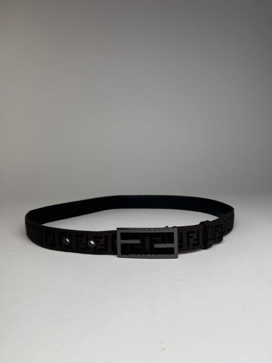 Vintage Fendi FF leather belt Brown