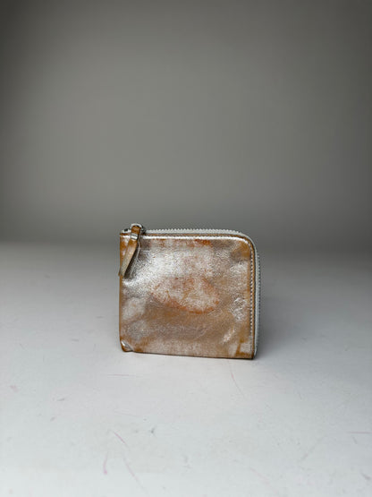 Vintage Comme Des Garçons Silver Edge Leather Zip Card Holder Silver Bronze
