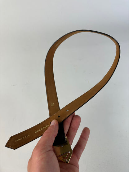 Vintage Givenchy 4G Logo Leather Belt Black Gold