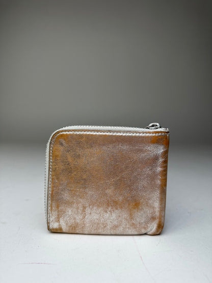 Vintage Comme Des Garçons Silver Edge Leather Zip Card Holder Silver Bronze