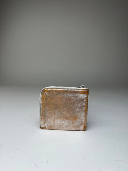 Vintage Comme Des Garçons Silver Edge Leather Zip Card Holder Silver Bronze