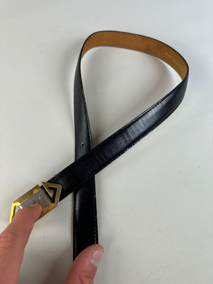 Vintage Givenchy 4G Logo Leather Belt Black Gold