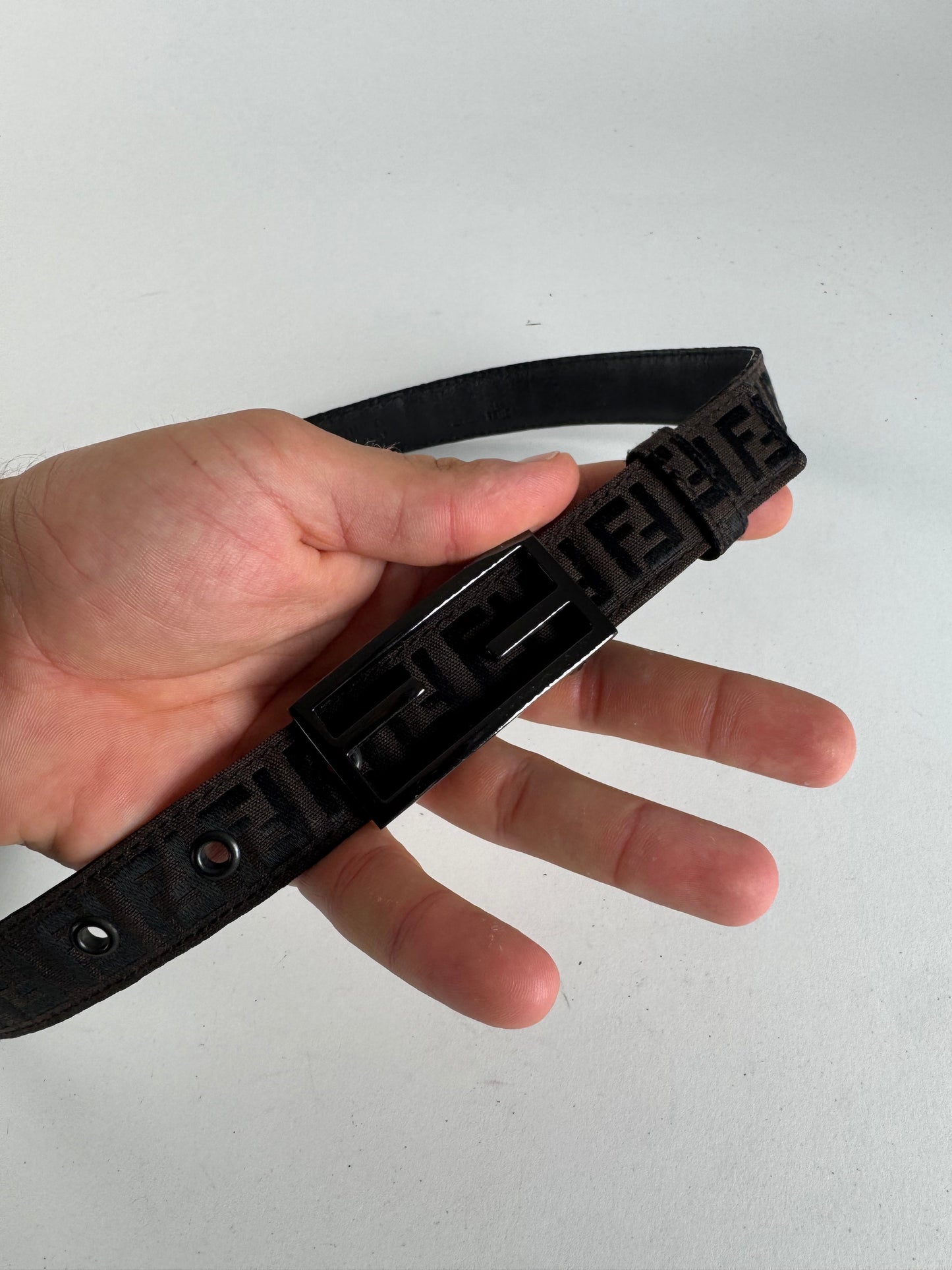 Vintage Fendi FF leather belt Brown