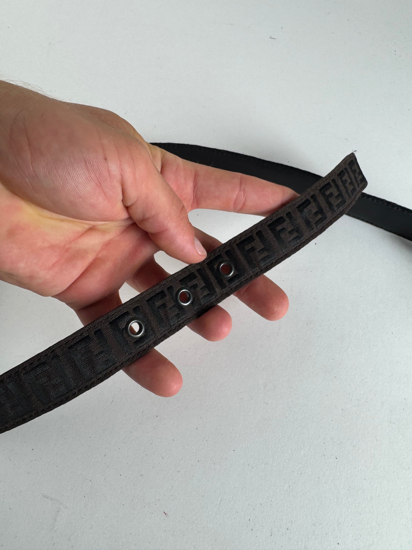Vintage Fendi FF leather belt Brown