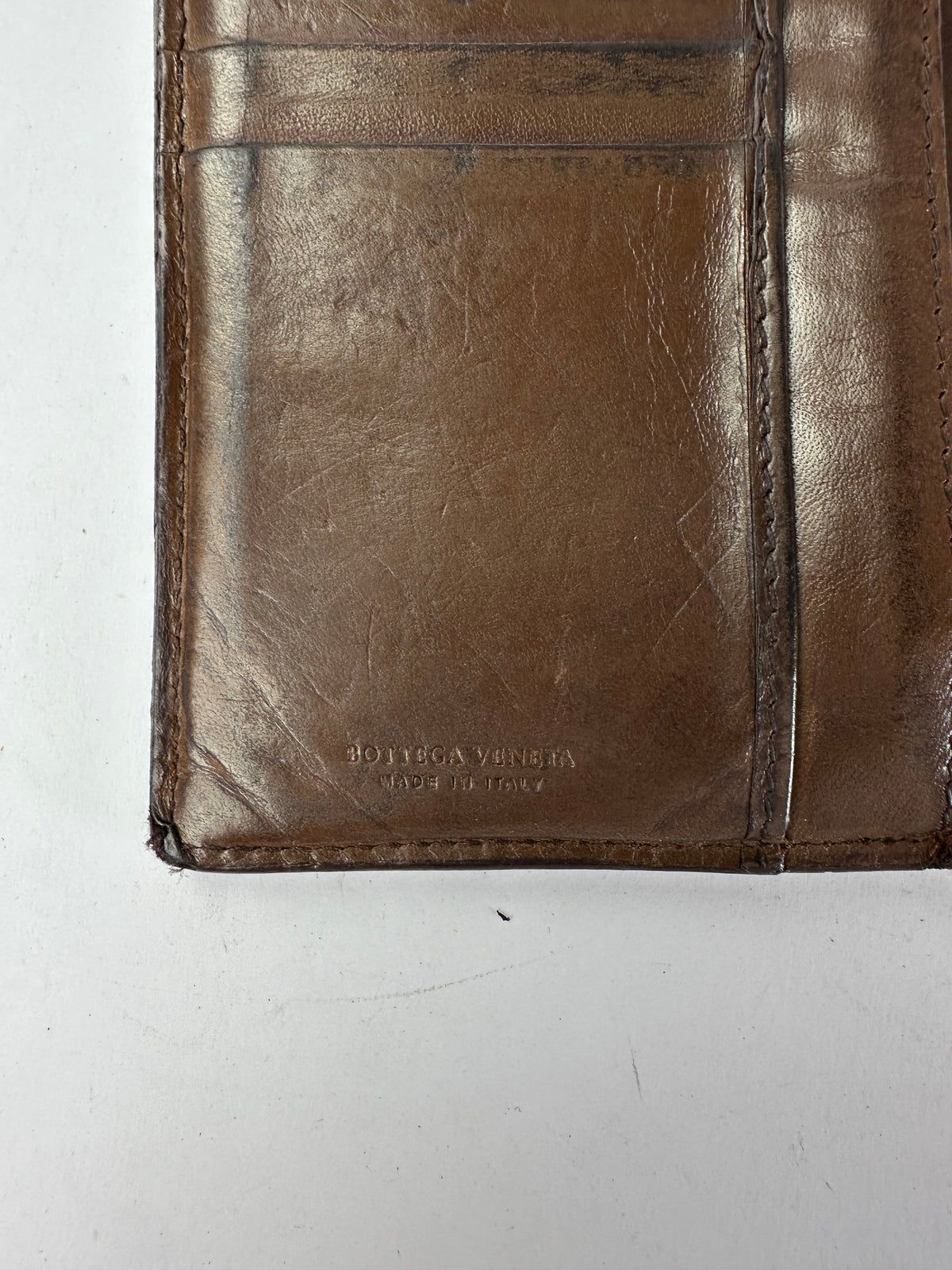 Vintage Bottega Veneta Intrecciato Bifold Wallet Early 2000s Dark Brown