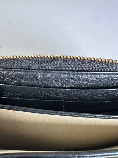 Vintage Chloe Leather Long Wallet Black Silver