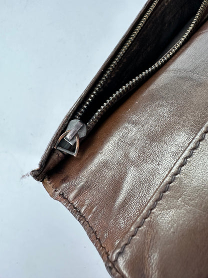 Vintage Bottega Veneta Intrecciato Bifold Wallet Early 2000s Dark Brown