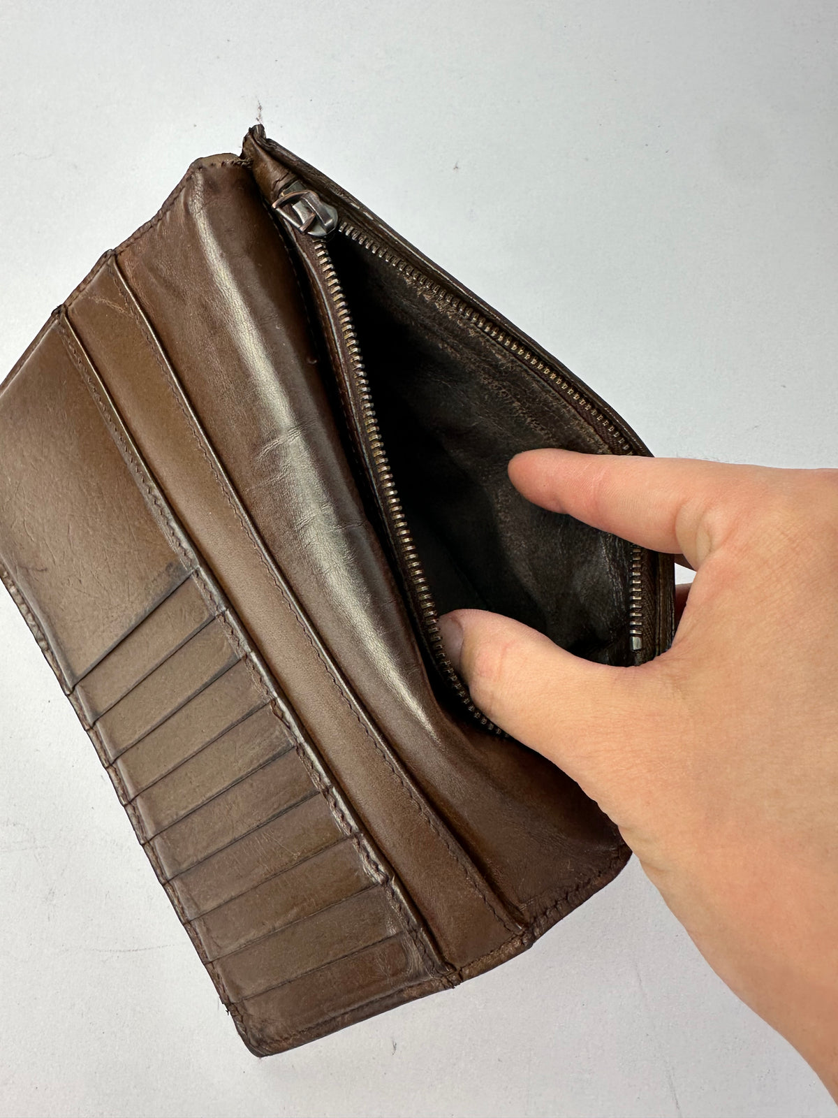 Vintage Bottega Veneta Intrecciato Bifold Wallet Early 2000s Dark Brown