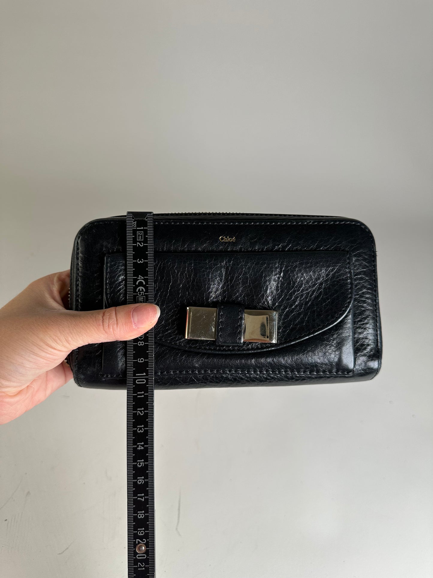 Vintage Chloe Leather Long Wallet Black Silver