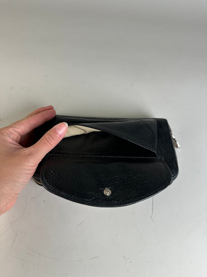 Vintage Chloe Leather Long Wallet Black Silver