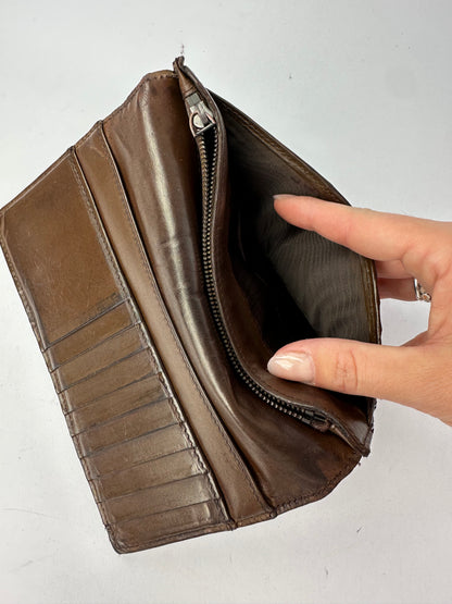 Vintage Bottega Veneta Intrecciato Bifold Wallet Early 2000s Dark Brown