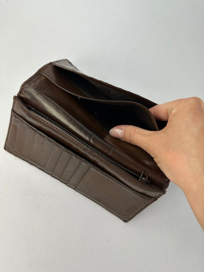 Vintage Bottega Veneta Intrecciato Bifold Wallet Early 2000s Dark Brown