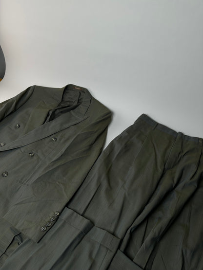 Vintage Givenchy Wool Silk Suit Grey Silver L