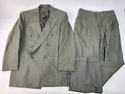 Vintage Givenchy Wool Silk Suit Grey Silver L