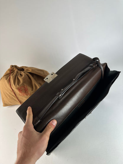 Vintage Loewe Madrid Leather 2Way Briefcase Dark Brown