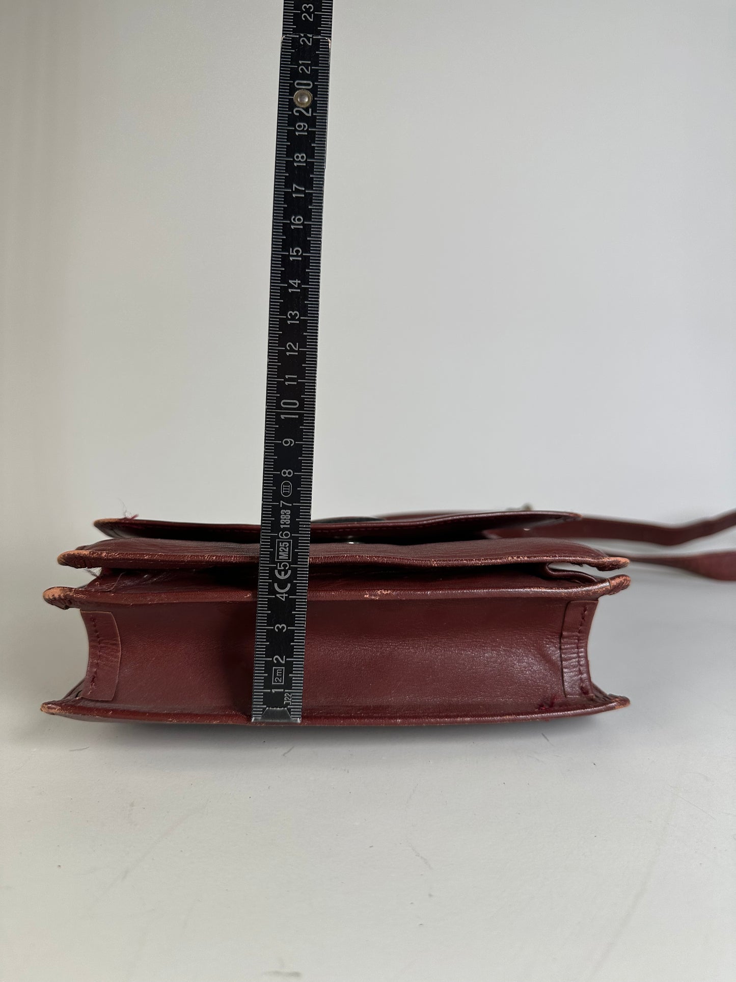 Vintage Cartier Leather Shoulder Bag Burgundy Gold