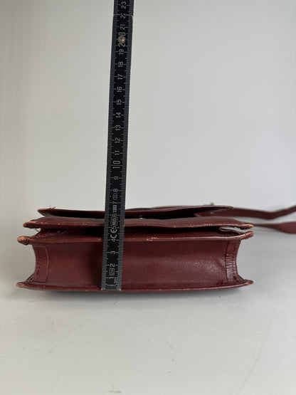 Vintage Cartier Leather Shoulder Bag Burgundy Gold