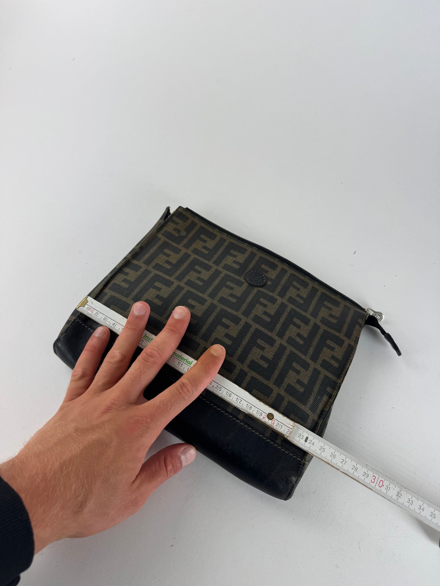 Pochette vintage Fendi FF en cuir marron