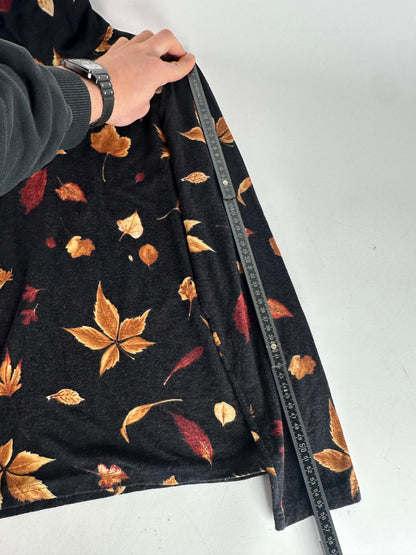 Vintage Salvatore Ferragamo Leaf Emblossed Turtle Neck Sweater Black Brown S