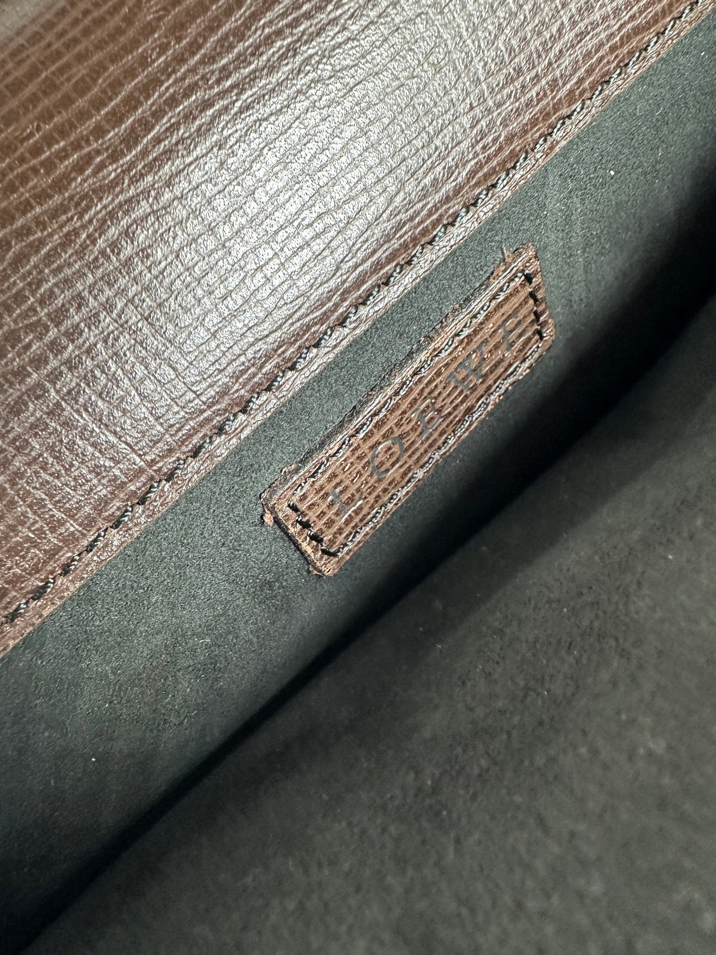 Vintage Loewe Madrid Leather 2Way Briefcase Dark Brown