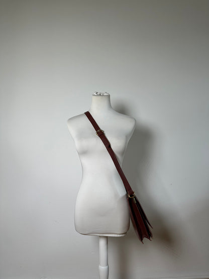 Vintage Cartier Leather Shoulder Bag Burgundy Gold