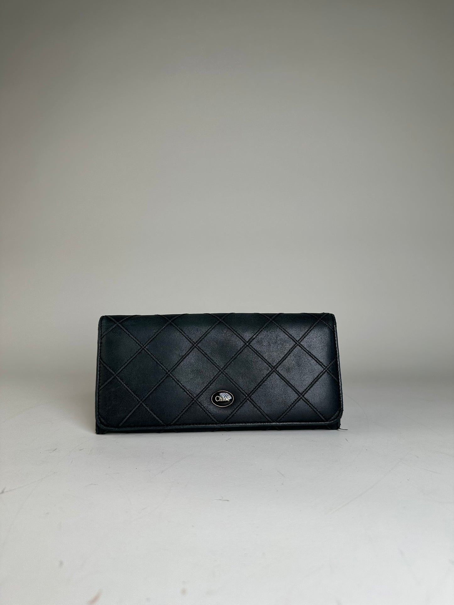 Vintage Chloe Leather Wallet Black Gold