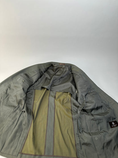 Vintage Givenchy Wool Silk Suit Grey Silver L