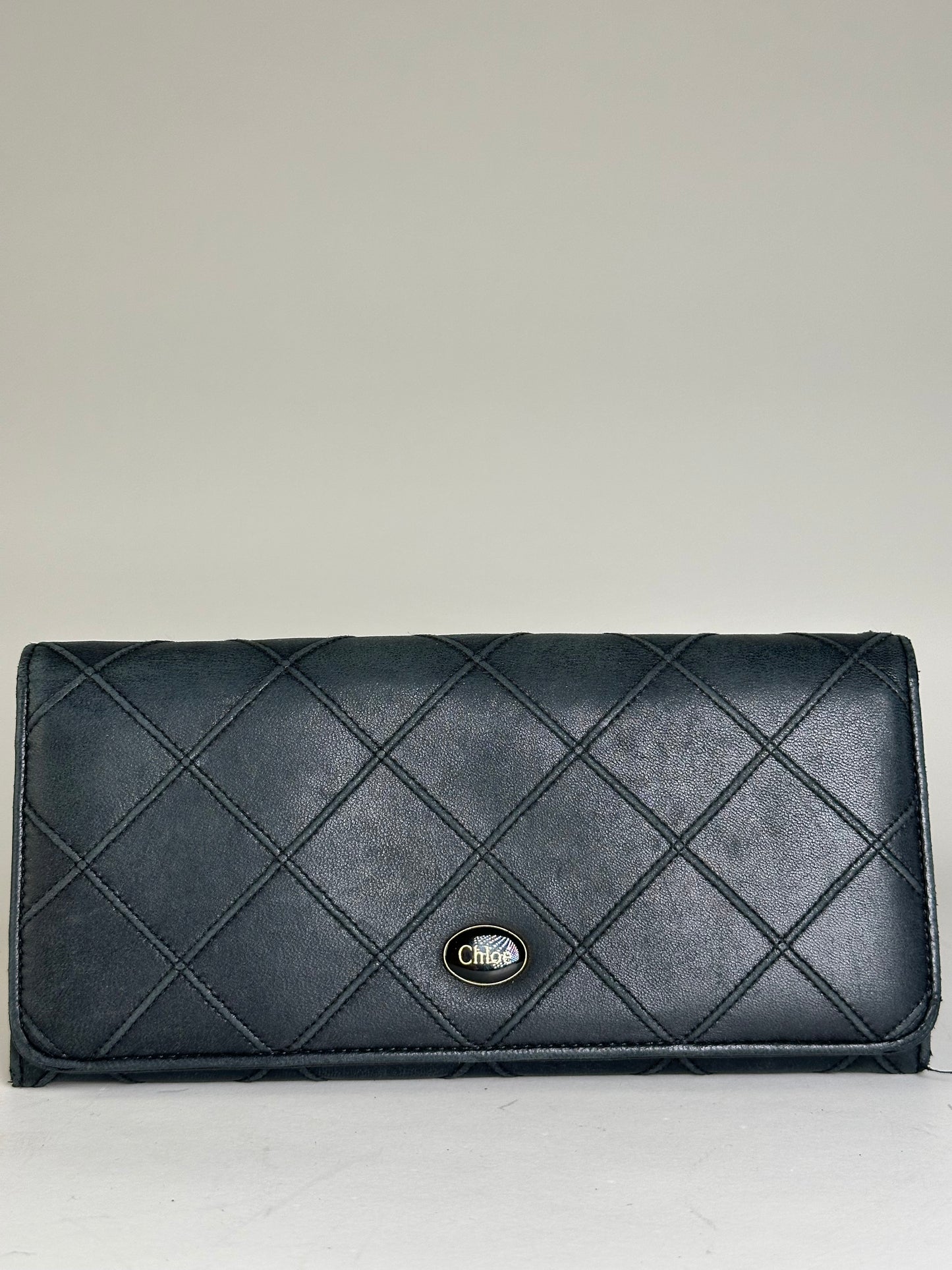 Vintage Chloe Leather Wallet Black Gold