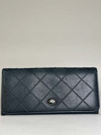 Vintage Chloe Leather Wallet Black Gold