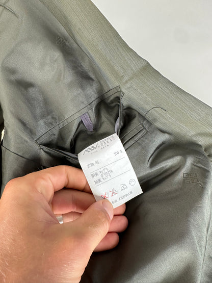 Vintage Givenchy Wool Silk Suit Grey Silver L