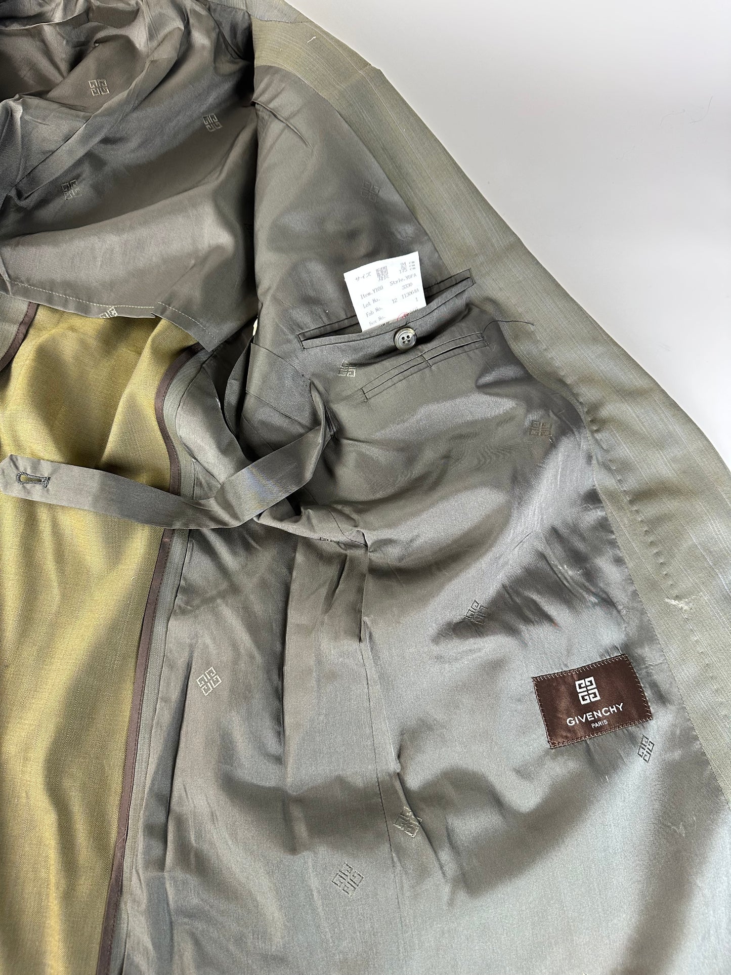 Vintage Givenchy Wool Silk Suit Grey Silver L