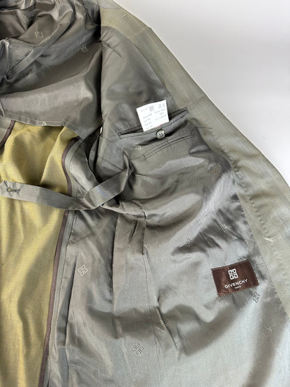 Vintage Givenchy Wool Silk Suit Grey Silver L