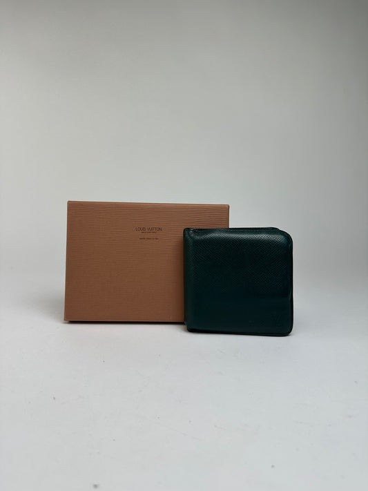 Vintage Louis Vuitton Taiga Leather Bifold Wallet Late 1990s Dark Green