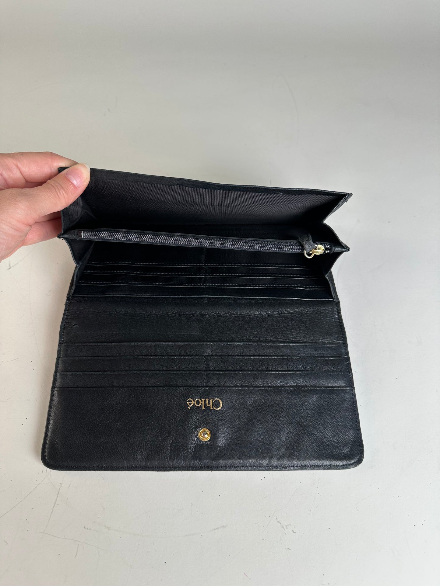 Vintage Chloe Leather Wallet Black Gold