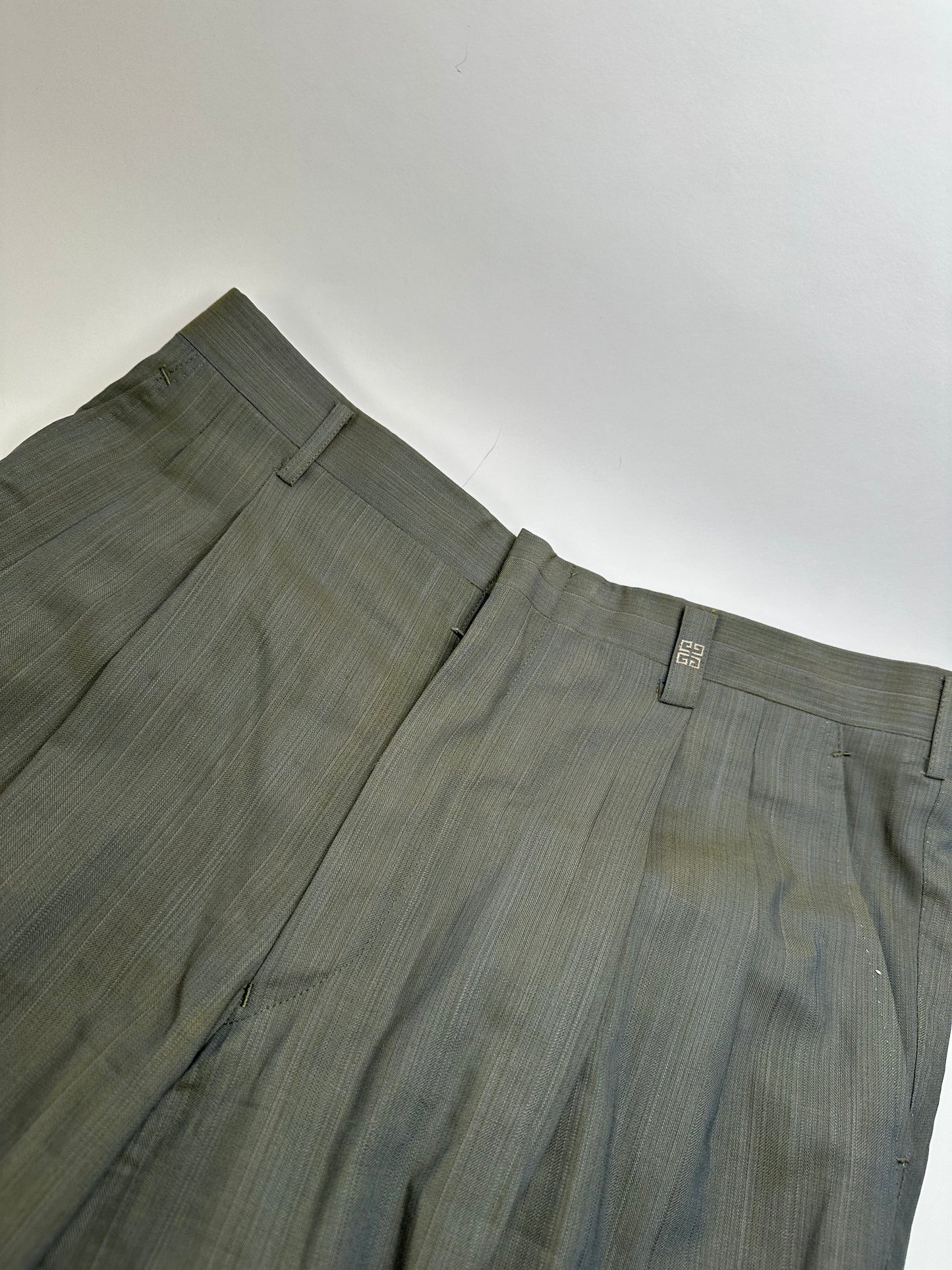 Vintage Givenchy Wool Silk Suit Grey Silver L